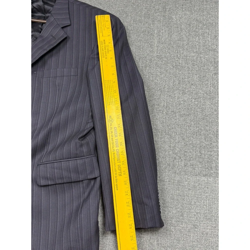 Jerome Fabrics Custom Tailored Pinstripe Blazer Grey Woven in England 3-Button